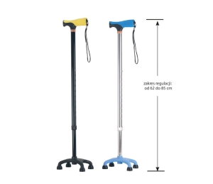 Laska inwalidzka aluminiowa - czwórnóg niski z miękkim uchwytem