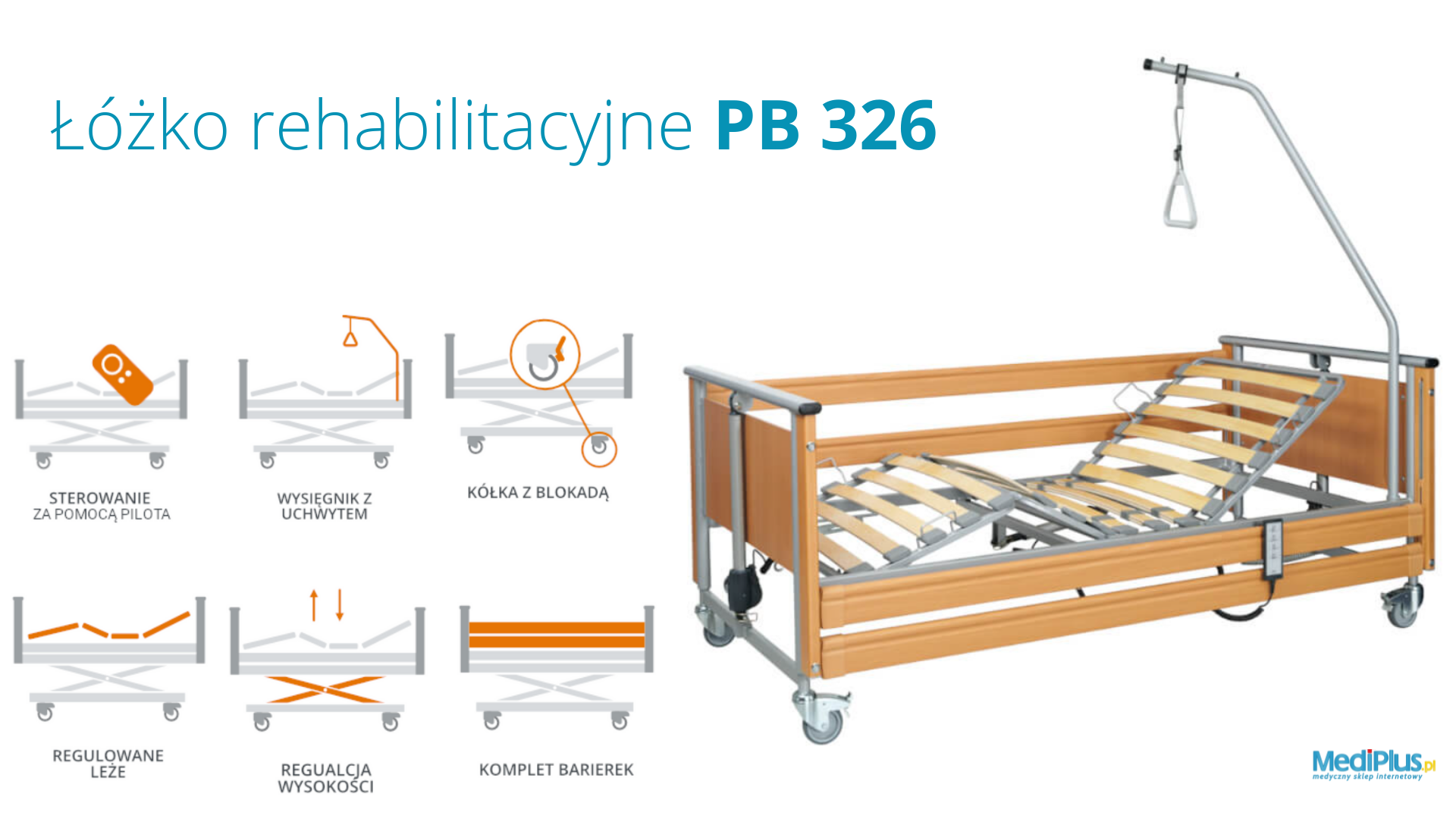  Łóżko rehabilitacyjne z wysięgnikiem PB 326